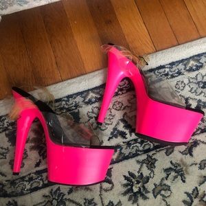 Pink and clear Pleaser Adore 7” uv heels